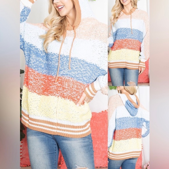 Color block hooded pullover sweater - Picture 4 of 4